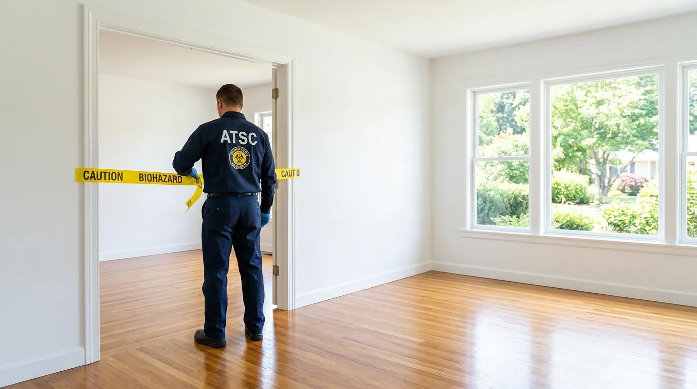 Certified biohazard cleanup crew performing Decomposition Cleanup in Keyes
